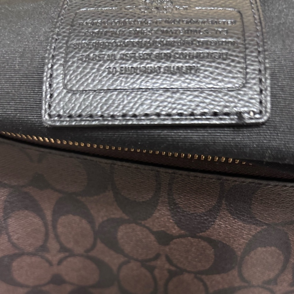 Coach Brown Signature Canvas Shoulder Bag with Black Strap - Picture 2 of 4